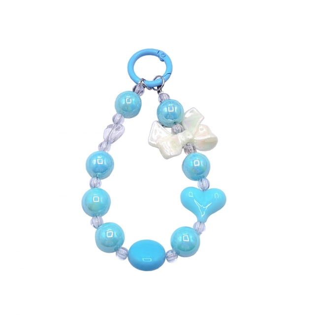 Pulsera con llavero de cuentas Correa para teléfono con cuentas Cadena con dijes para bolso Asa para bolso con cuentas Azul