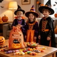 thumbnail image 7 of AZXY Halloween Drawstring Candy Pouches Texture Pumpkin Witch Print Treat Sacks, Reusable Portable Multipurpose Gift Goodie Bags for Halloween Party Favors & Holiday Decor Storage, 7 of 7