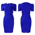 thumbnail image 2 of Womens Elegance Audrey Hepburn Style Ruched 3D Flower Short Sleeve Pencil Dress, 2 of 8