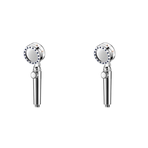 Bearachild Cabezal de ducha giratorio presurizado, boquilla de agua de plástico manual, rociador de alta presión, accesorio de baño para apartamento de Plata 2piezas Bearachild CBP101018