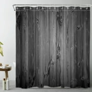 HVEST Farmhouse Grey Wood Shower Curtain Decor,Vintage Western Country Rustic Wood Board Shower Curtains for Bathroom 69X70 inch Polyester Fabric Bathroom Decoration Bath Curtains Hooks Included