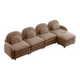 thumbnail image 5 of FFZ Teddy Fabric Cloud 4-Seat Sofa Curved Backrest Lumbar Pillows Ottoman Camel For Living Room Apartment, 5 of 11