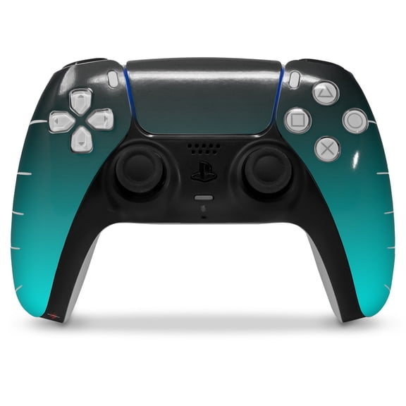 WraptorSkinz Skin Wrap compatible with the Sony PS5 DualSense Controller Smooth Fades Neon Teal Black (CONTROLLER NOT INCLUDED)