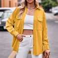 thumbnail image 5 of Shacket Women! Comdrip Women's Casual Fashion Double Pocket Loose Fitting Long Sleeved Solid Color Shirt Womens Shacket Yellow XL, 5 of 6