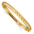 thumbnail image 4 of 14K Yellow Gold Textured Diamond Cut Twisted Bangle Bracelet, 4 of 5
