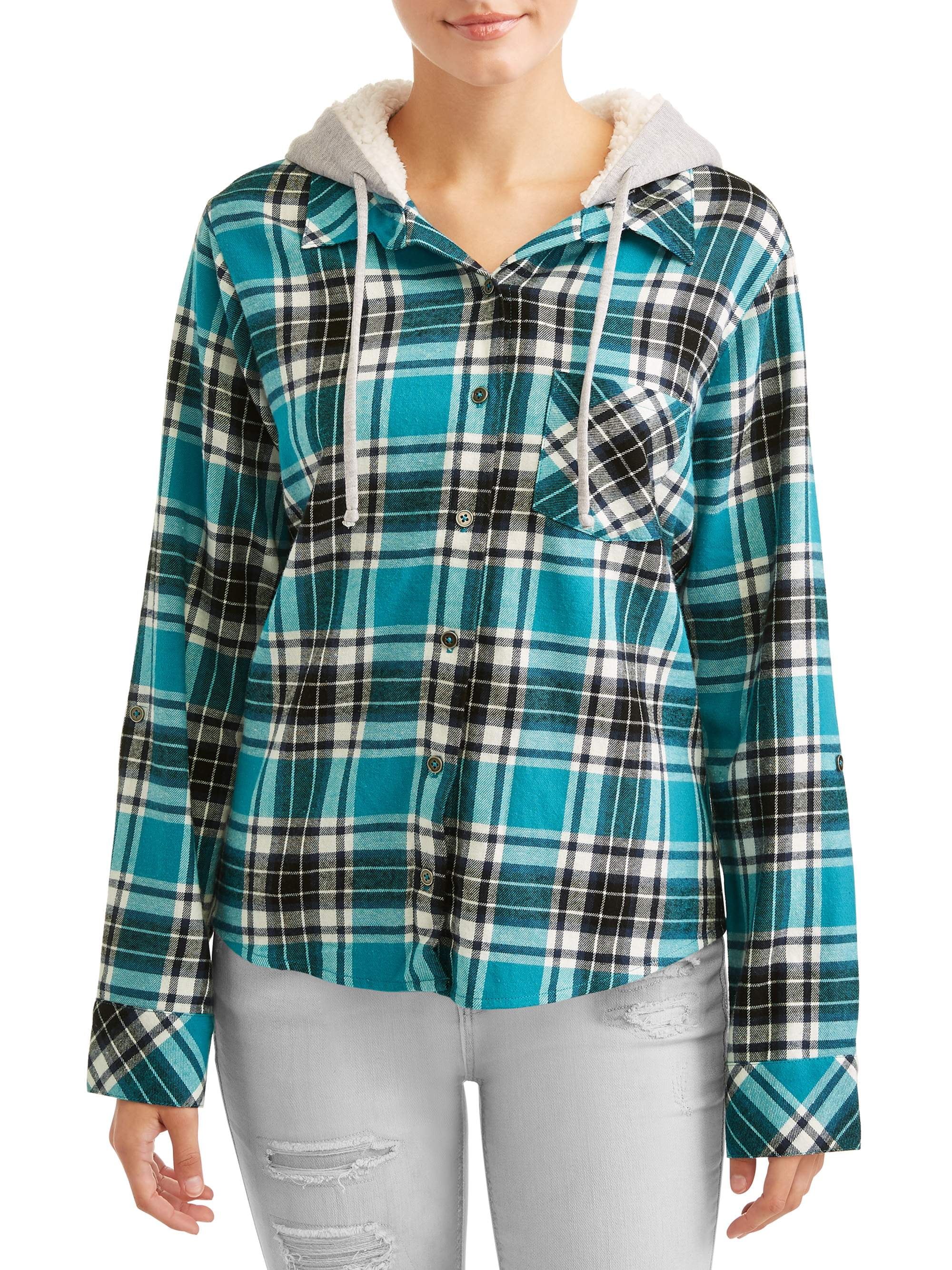 no boundaries hooded flannel