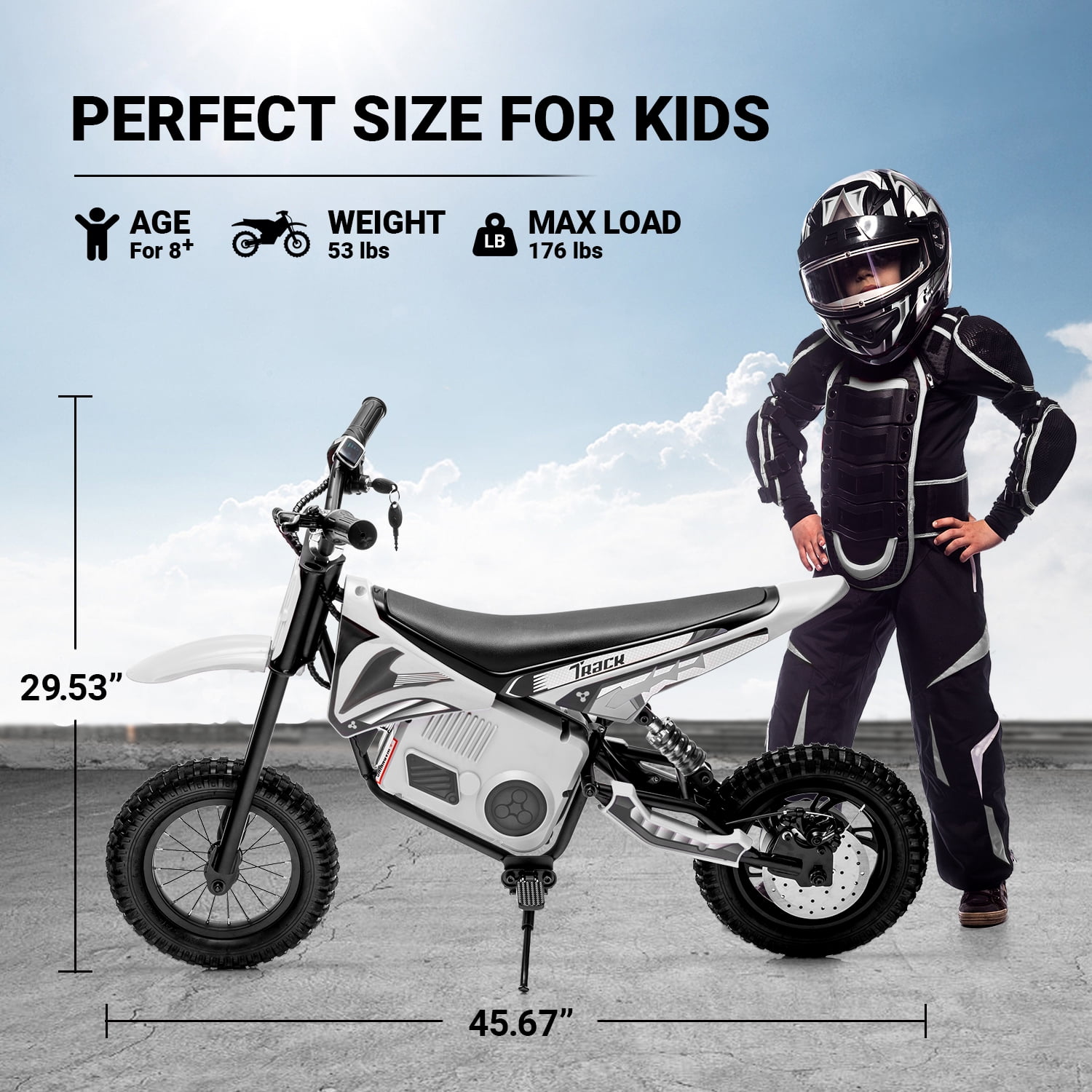 Track 7 Youth Electric Dirt Bike, 24V 350W, Twist Grip