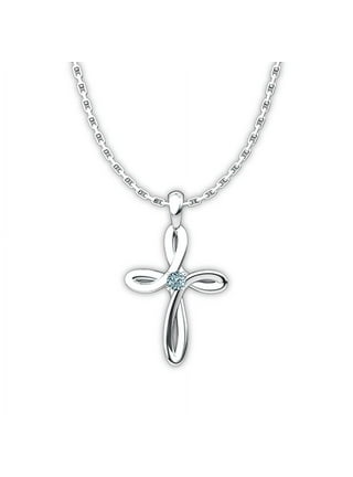 Cross Birthstone Necklace March
