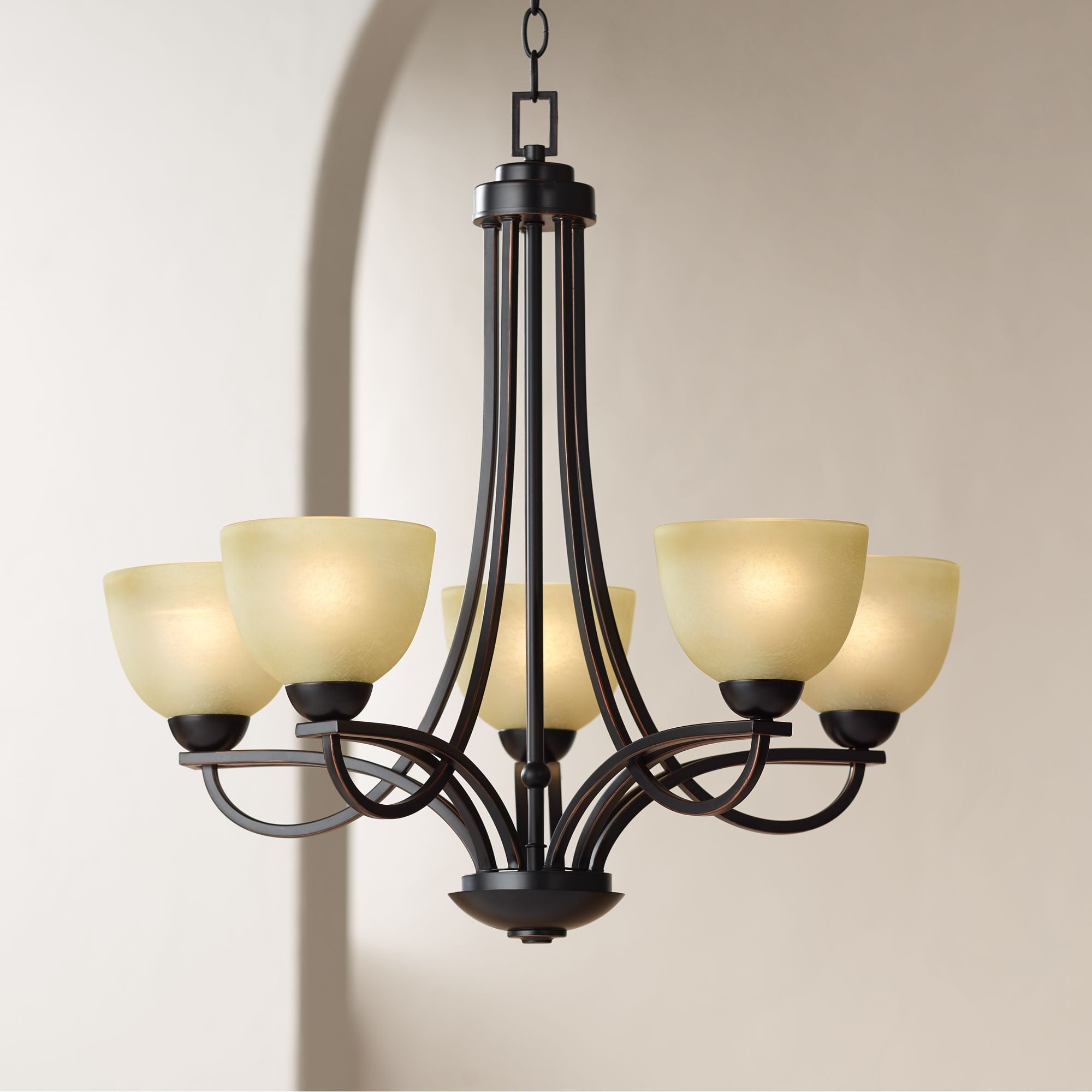 Franklin Iron Works Italian Bronze Chandelier 26" Wide Modern Antique