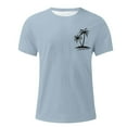 thumbnail image 3 of Chiccall Mens Plus Size T Shirts Summer Beach Short Sleeve Crew Neck Casual Tropical Graphic Tees Tops Light Blue ①, 3 of 5