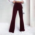 thumbnail image 2 of Womens Plus Size Pants Wick Corduroy Flare Leg High Waist Solid Trousers Comfy Casual Bootcut Loose Casual Pants for Women RD1 L, 2 of 7