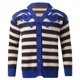 thumbnail image 1 of Mens Thickening Striped V-Neck Cardigan Sweater Long Sleeve Button Down Overcoat, 1 of 6