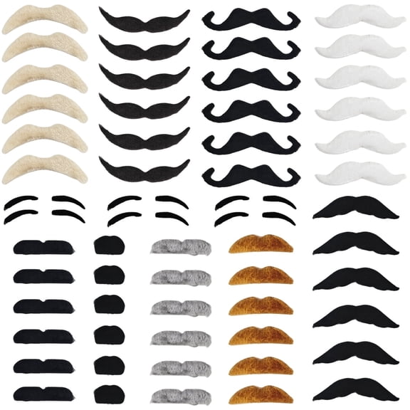 Kabuer Fake Mustaches 60 Pcs Self Adhesive Beard for Halloween Christmas Party Supplies Decorations