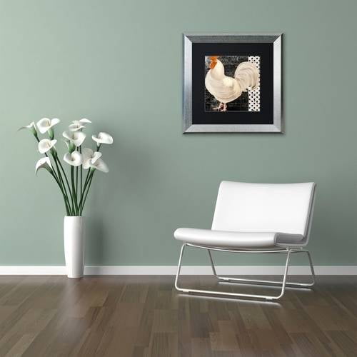 Trademark Fine Art "White Rooster Caf? II" Canvas Art by Color Bakery Black Matte, Silver Frame