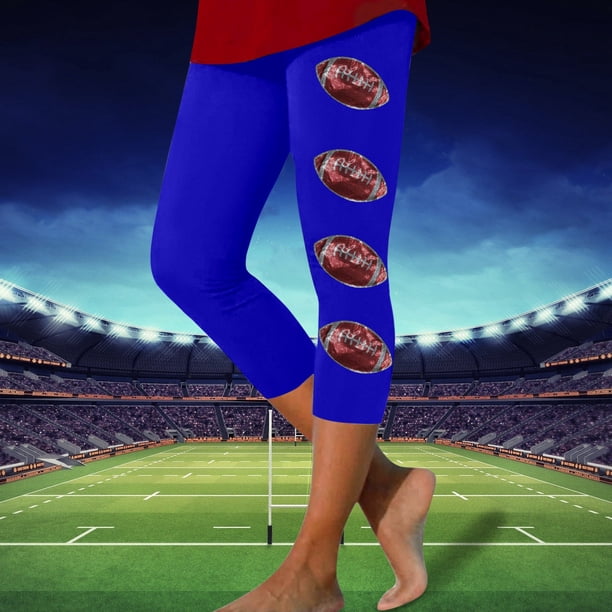 MKLEKYY Leggings deportivos con estampado de rugby para mujer, estilo casual, de moda, pantalones de yoga, leggings capri