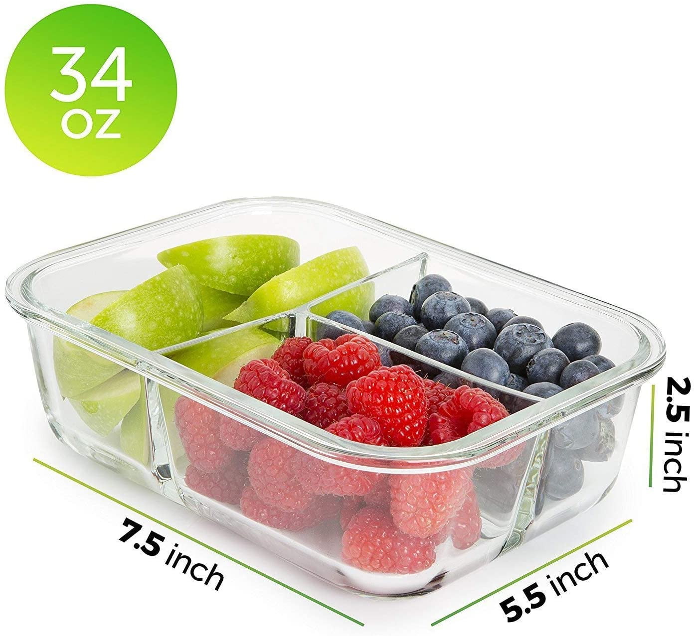 3 Pcs] Glass Meal Prep Containers Glass 2 Compartment - Glass Food St –  PrepNaturals