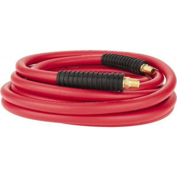 PRO-SOURCE 3/8" ID x 0.6496" OD 25' Long Multipurpose Air Hose MNPT x MNPT Ends, 300 Working psi, -40 to 180°F, 1/4" Fitting, Red