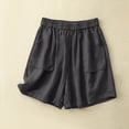 thumbnail image 2 of Womens Summer Shorts Lounge Wear Summer Beach Vacation Clothes Linen Cotton Blend Pants High Waisted Wide Leg Beach Short with Pockets Summer Outfits 2026 Beach Vacation Clothes L, 2 of 9