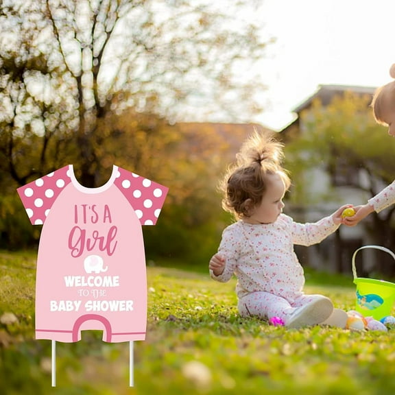 Plastic Yard Signs Display Decorations for Outdoor Garden Decoration Cloth with Word It's A Girl Pink 350x300x4mm