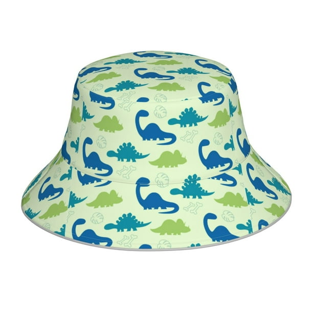 Balery Cute Dinosaur Blue Green Sombreros para el sol para hombre y mujer, sombrero de pescador con UPF 50+
