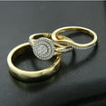 thumbnail image 2 of His & Her Trio Ring Set For Wedding in Round Cut Diamond 14K Yellow Gold Plated -14, 2 of 4