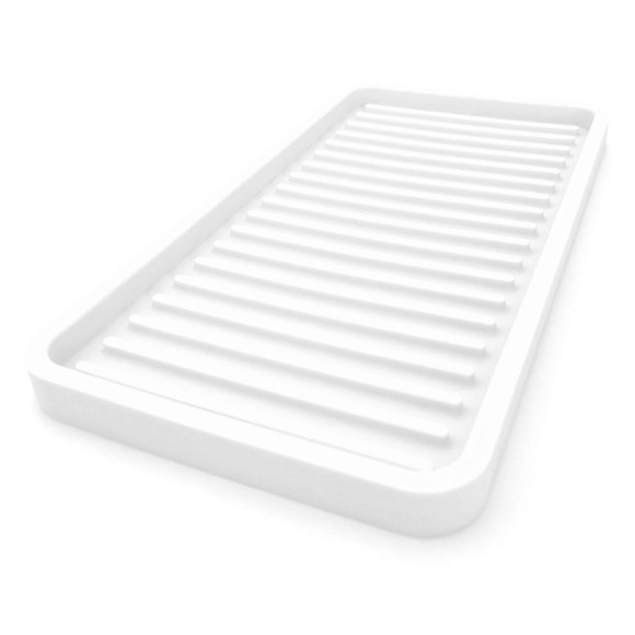 Bandeja organizadora de fregadero de cocina de silicona Happitasa blanca