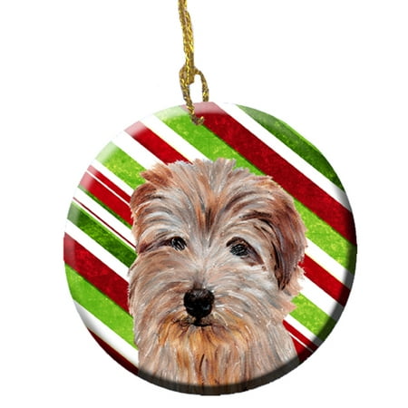 Norfolk Terrier Candy Cane Christmas Ceramic Ornament SC9808CO1