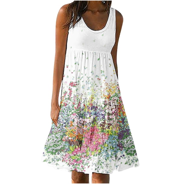 Vestido suelto de playa sin mangas con estampado informal de verano para vacaciones con estilo para mujer OAVQHLG3B Store lin121212