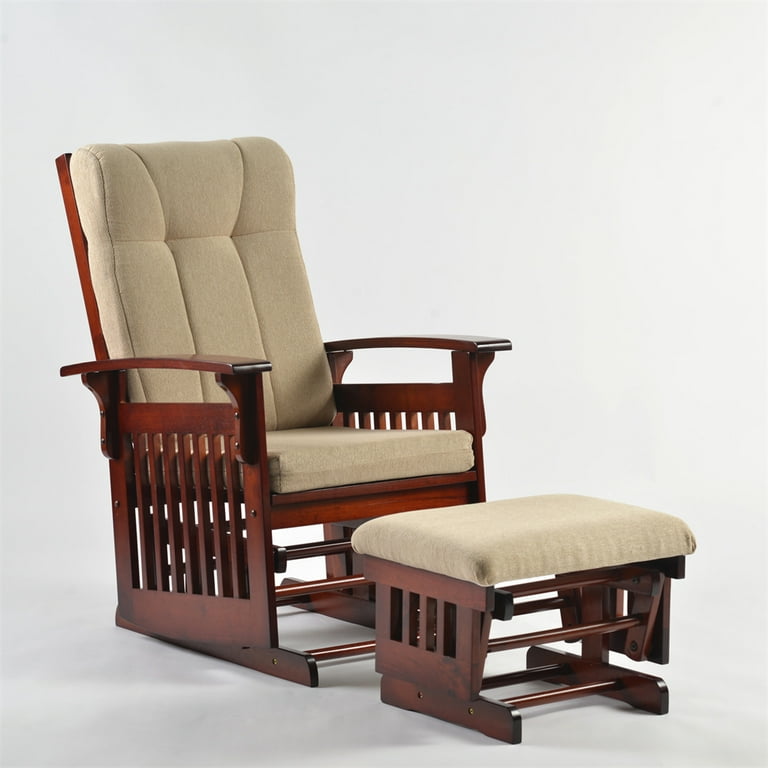 Glider rocker with footrest outlet