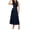 Dark Blue, variant on Ladies' V-Neck Sleeveless Button-Down Tiered Maxi Shirt Dresses Collared Belted Flowy A-Line Business Office Wear S–XL