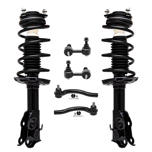 Detroit Axle - Front Struts & Coil Springs Sway Bar Links Outer Tie Rod Ends Replacement for 2006-2011 Honda Civic 1.8L Coupe - 6pc Set