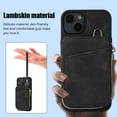 thumbnail image 6 of Crossbody Wallet Case for iPhone 14 Plus, Zipper Pocket Case with Card Holder, PU Leather Protective Cover Case with Kickstand Detachable Wrist Strap Lanyard for 6.7", Black, 6 of 8