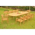 thumbnail image 5 of Teak Dining Set: 10 Seater 11 Pc: Large 117" Oval Table & 10 Montana Stacking Captain/Arm Chairs Outdoor Patio Grade-A Teak Wood WholesaleTeak #WMDSMTw, 5 of 7