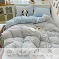 thumbnail image 4 of 3 Pieces Light Blue Plaid Bedding Set Blue Grid Geometric Pattern Comforter Cover Soft Plaid Microfiber Full Duver Cover Set, 4 of 5