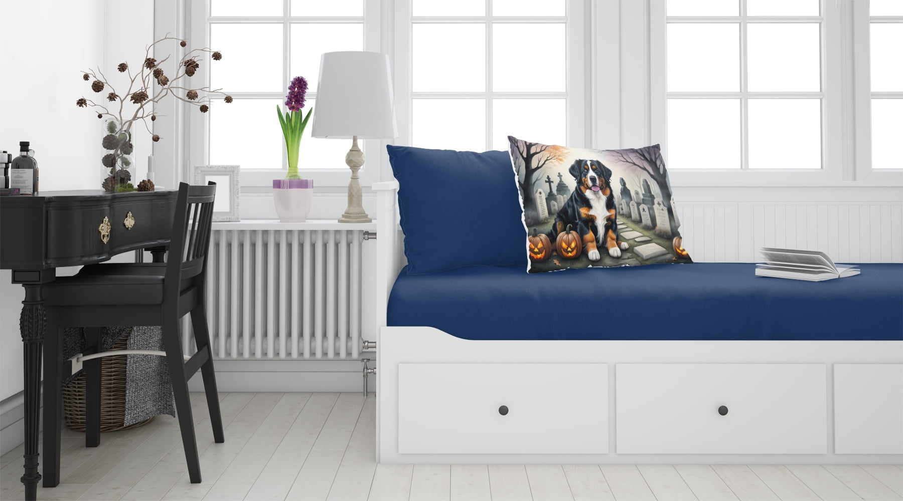 Bernese Mountain Dog Spooky Halloween Fabric Standard Pillowcase