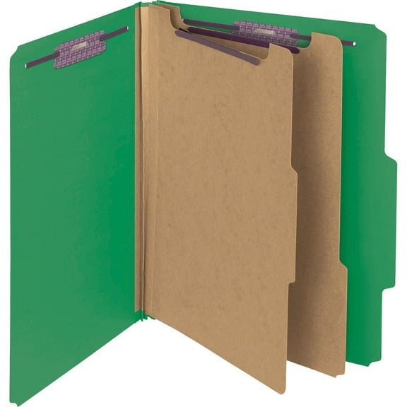 Smead Safeshield 2/5 Tab Cut Letter Recycled Classification Folder - 8 1/2" X 11" - 2" Expansion - 2 X 2s Fastener(s) - 2" Fastener Capacity For Folder, 1" Fastener Capacity For Divider - Top Tab