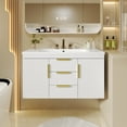thumbnail image 3 of 36 inch wall mounted bathroom vanity, floating bathroom storage cabinet with 2 drawers, wide space, solid wood bathroom cabinet, elegant and stylish, 3 of 9