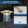 thumbnail image 6 of Hibbent Upgraded 3 in 1 Bathroom Sink Drain Strainer, Universal Pop Up Stopper with Removable Stainless Steel Filter Basket Hair Catcher, Sink Plug for 1.1''~2.36'' Basin, Brass Bullet Core, Chrome, 6 of 10