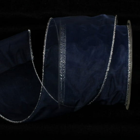 The Ribbon People Royal Blue and Silver Sheer Wired Craft Ribbon 3" x 27 Yards