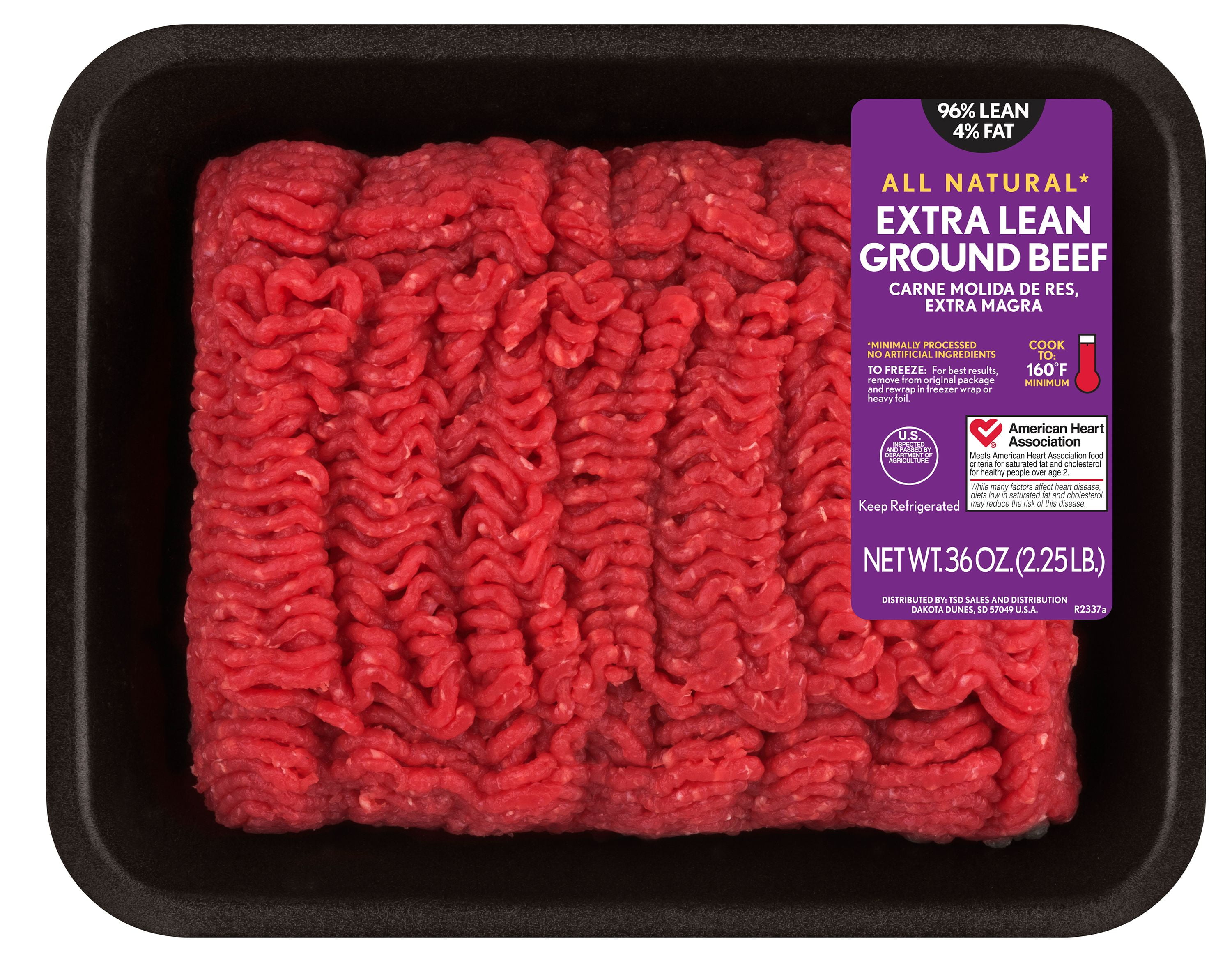 All Natural* 96 Lean/4 Fat Extra Lean Ground Beef Tray, 2.25 lb