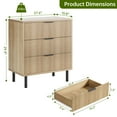 thumbnail image 2 of BeesClover Wave Fluted 3 Drawer Dresser, 28'' Wide Chest of Drawers with Anti-Tipping Device, Tall Wood Nightstand with Storage and Metal Legs for Bedroom, Hallway, Entryway, Small Spaces, 2 of 7