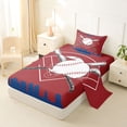 thumbnail image 2 of Erosebridal Baseball Print Boys Twin Sheet Sets, Maroon Blue Print Bedding, 3pcs, 2 of 5
