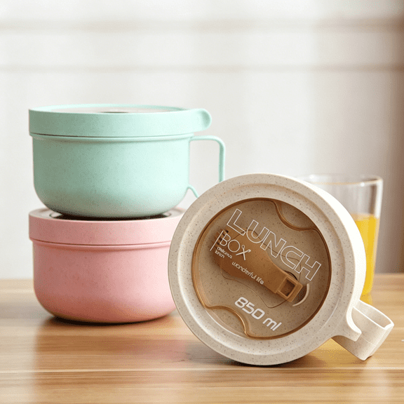 BPPEG Microwave Soup Mugs with Lids and Handles Plastic Bowls Reusable Ramen Bowl with Lid for Soup and Instant Noodles