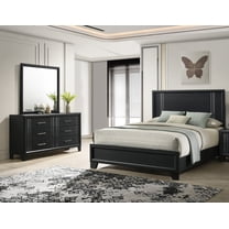 Beautiful Charcoal Finish Full Panel Bed Dresser Mirror 3pc Bedroom Set