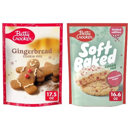 Betty Crocker Holiday Cookie Mix Bundle, Peppermint & Gingerbread, 2 pack