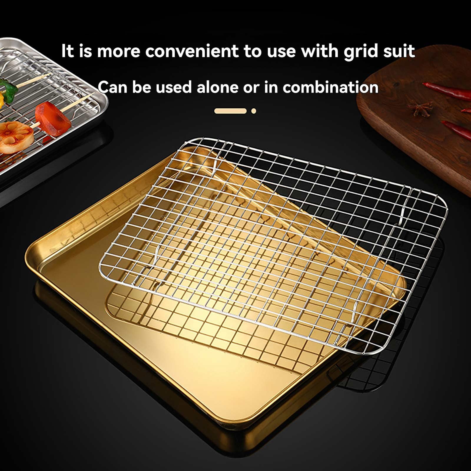 Oven Trays, Easeky 1 Set Stainless Stel Bakeware Rectangular Tray Food Storage Tray App Etizer Plates Flat Small Baking Sheets for Oven Oster Toaster Oven Replacement Trays Baking Trays for Oven Sl2