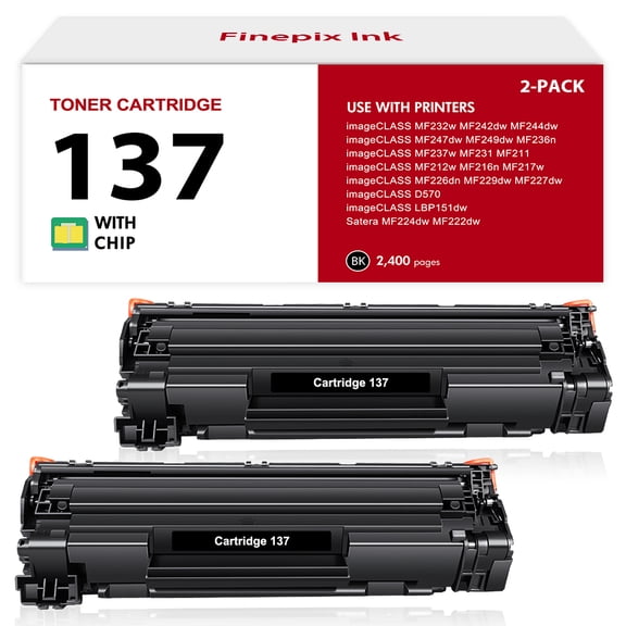 Finepix Ink 137 CRG137 Toner cartridge compatible for Canon imageCLASS MF230 MF242dw MF244dw MF232dw MF236n (Black 2-PACK)