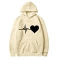 thumbnail image 4 of Dasayo Beige Hoodies for Women Plus Size Long Sleeve Pocket Heart Prints Drawstring Hoodies Blouses for Women L, 4 of 4
