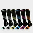 thumbnail image 2 of Calcetines de compresión de rayas de colores, calcetines de compresión para hombres y mujeres, calcetines deportivos elásticos, 2 of 5