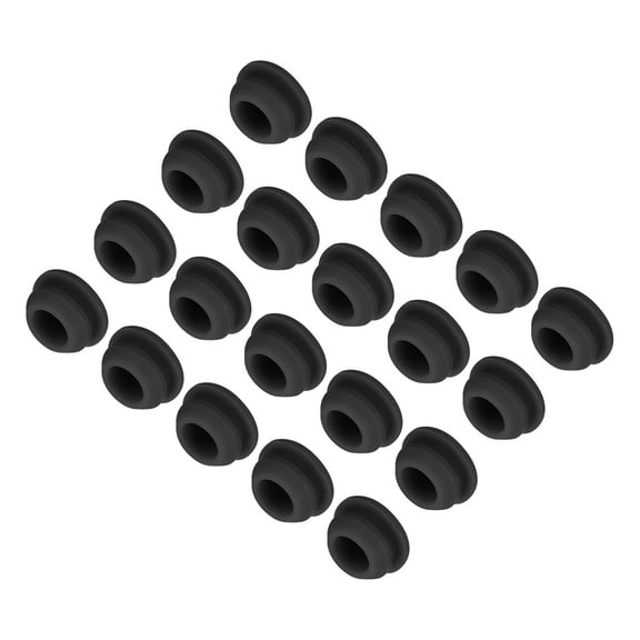 20pcs Silicone Snap in Locking Hole Plugs,10mm Narrow Groove 2mm for Kitchen Waterproof Sealing Plugs Black